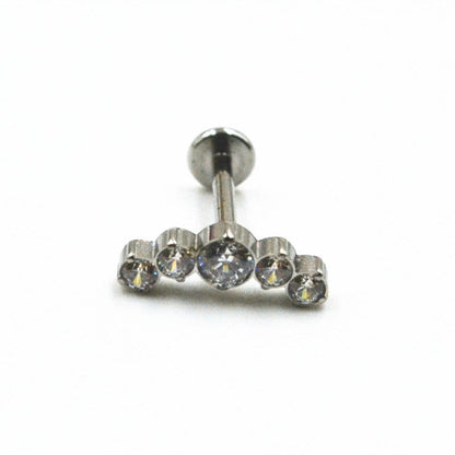 50Pcs Body Jewelry 16G Push in Lip Morne Nose Earrings Stud Crown CZ