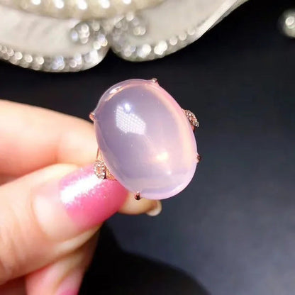 Colife Jewelry Elegant Rose Quartz Ring for Party 15*20Mm Natural Rose Quartz 92