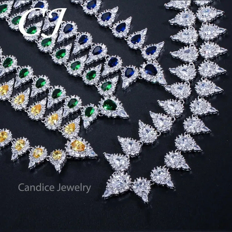 CANDICE Stunning Pave Yellow Citrine Luxury Jewelry Pear Shape CZ Crystal Choker