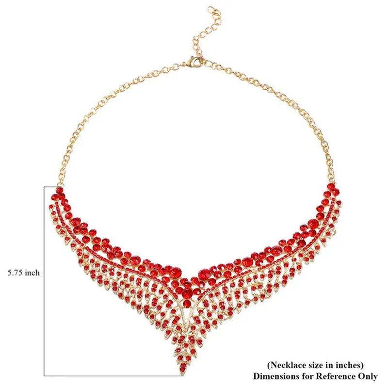 Shop LC Red Crystal Statement Bib Choker Necklace Drop Dangling Earrings Stainle