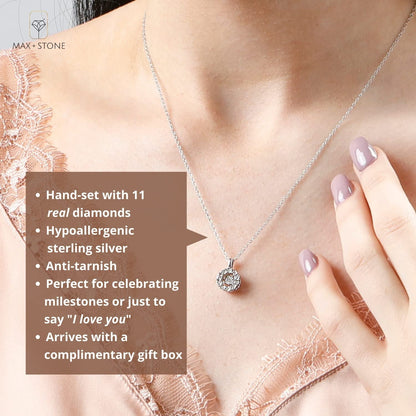 Dancing Diamond Necklaces for Women | Sterling Silver Diamond Necklace with 18 I