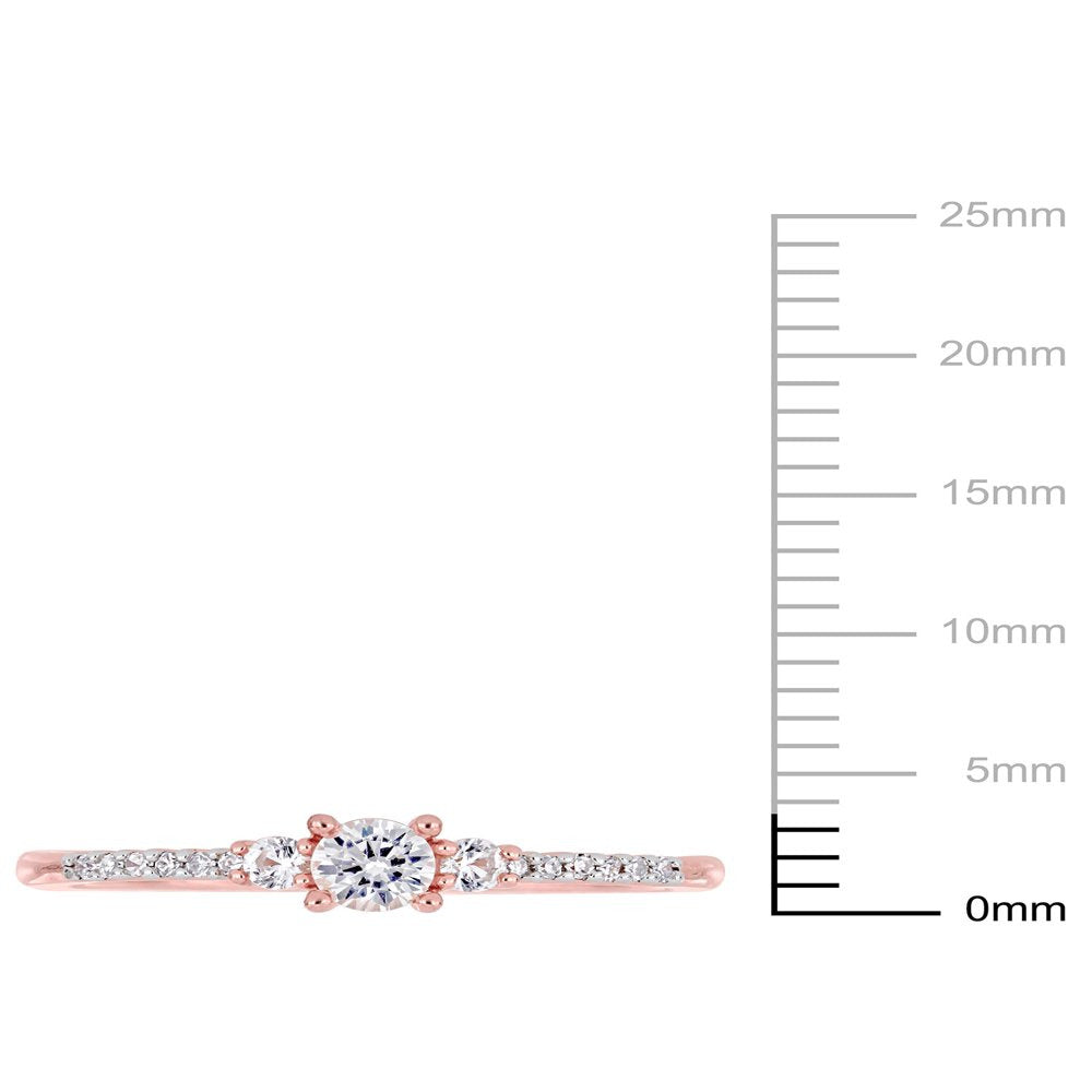 1/3 Carat T.G.W. Created White Sapphire and Diamond-Accent Rose Plated Sterling