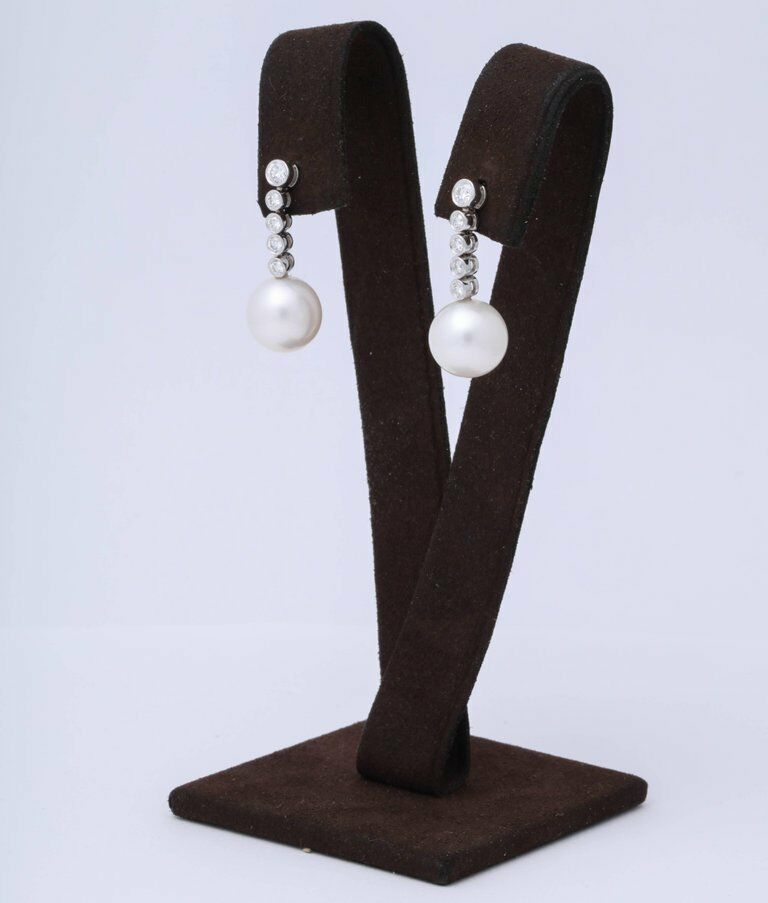 Pearl and Diamond Dangle Earrings