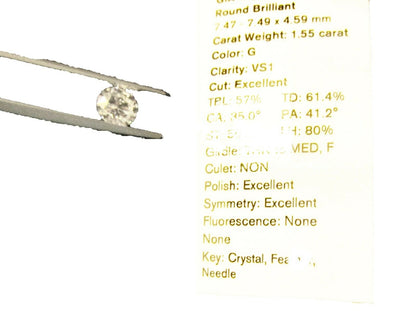 GIA ROUND BRILLIANT DIAMOND G VS1 TRIPLE EXCELLENT LOOSE DIAMOND GIA CERTIFIED