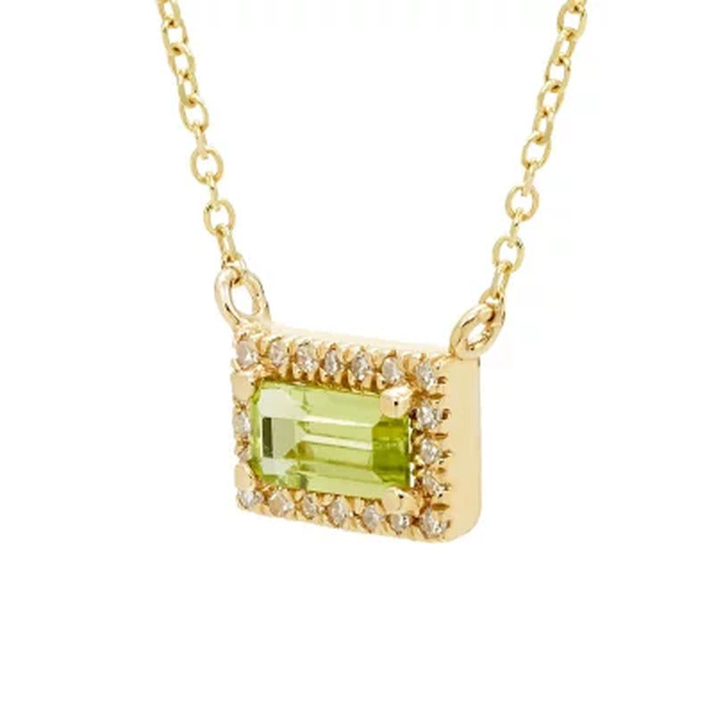 Peridot and .06 CT. T.W. Diamond Pendant in 14K Gold