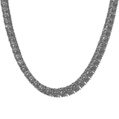 Unisex Hip Hop Bling Iced Out Cubic Zirconia Necklaces Bracelet Cool Men One-Row