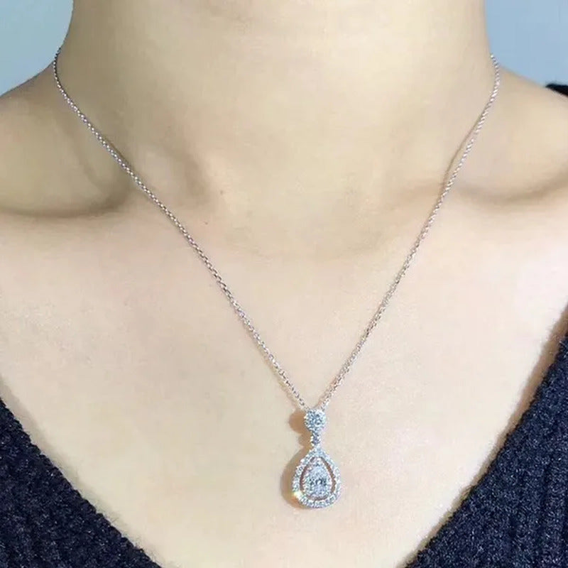 Women'S Fashion Water Drop Diamond White Sapphire Pendant Necklace Women Jewelry