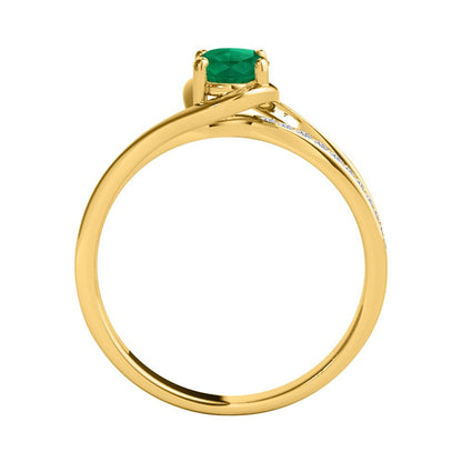 Mauli Jewels Engagement Rings for Women 0.95 Carat Oval Shape Emerald & round Wh