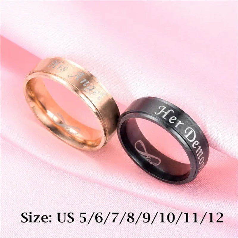 Fashion 'His Angel' 'His Angel' Stainless Steel Couples Ring Wedding Ring Gifts
