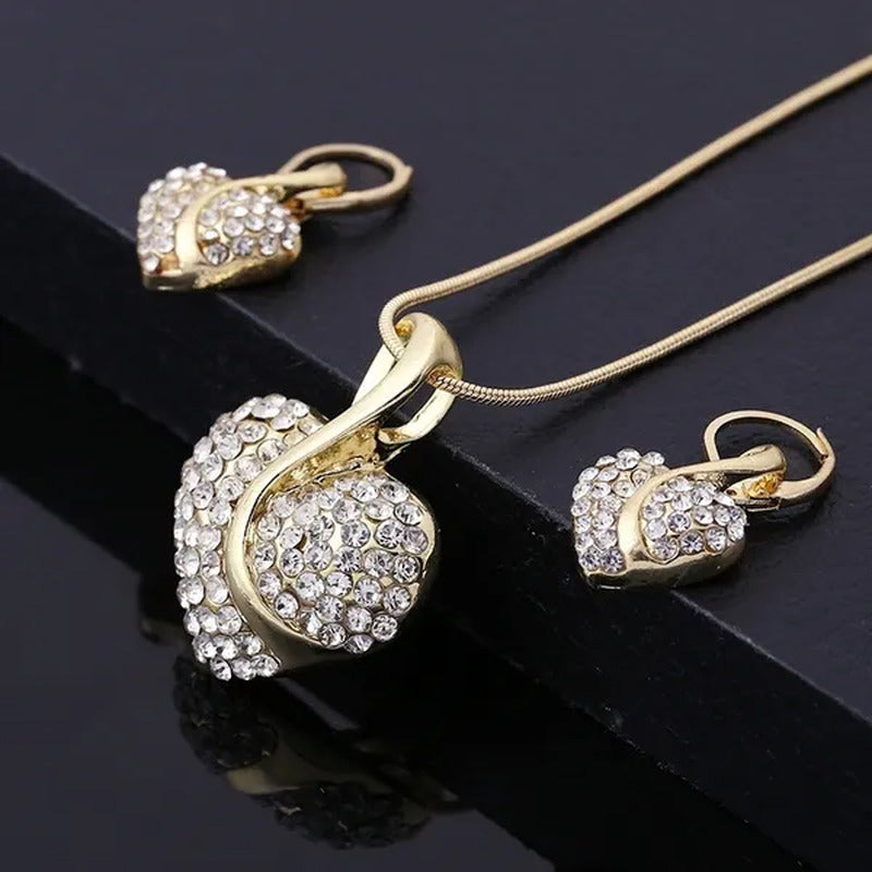 Elegant 1Set Fashion Cubic Zirconia Ladies Party Ruby Sapphire Heart Shape Neckl