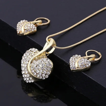 Elegant 1Set Fashion Cubic Zirconia Ladies Party Ruby Sapphire Heart Shape Neckl