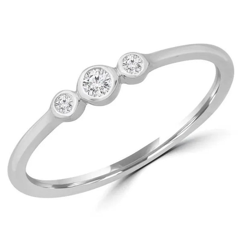 Majesty Diamonds MDR190089-6 0.1 CTW round Diamond Bezel Set Promise Three-Stone