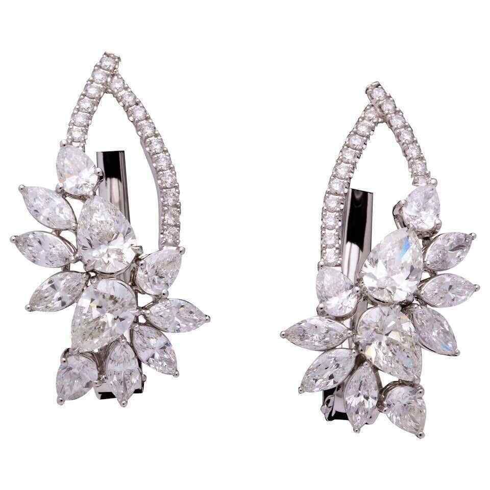 Diamond Cluster Hoop Earring