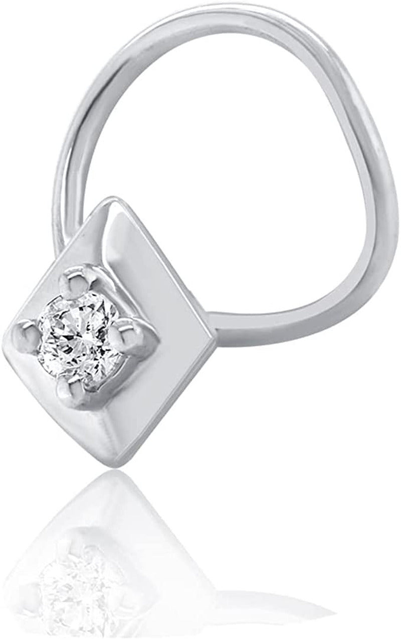 0.02 Ct round Natural Diamond 925 Sterling Silver Solitaire Stud Nose Pin
