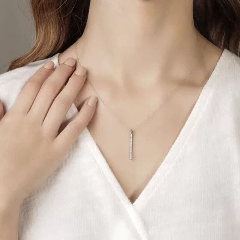 0.20 CT. T.W. Diamond Bar Pendant 14K White Gold