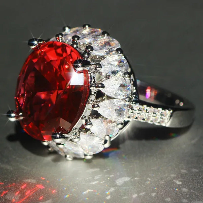 Unique 925 Silver Natural Ruby Gemstones Birthstone Bride Princess Wedding Engag