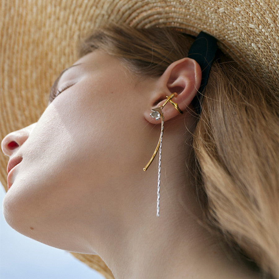 Tassel Women'S Niche Light Luxury Retro Flower Earrings