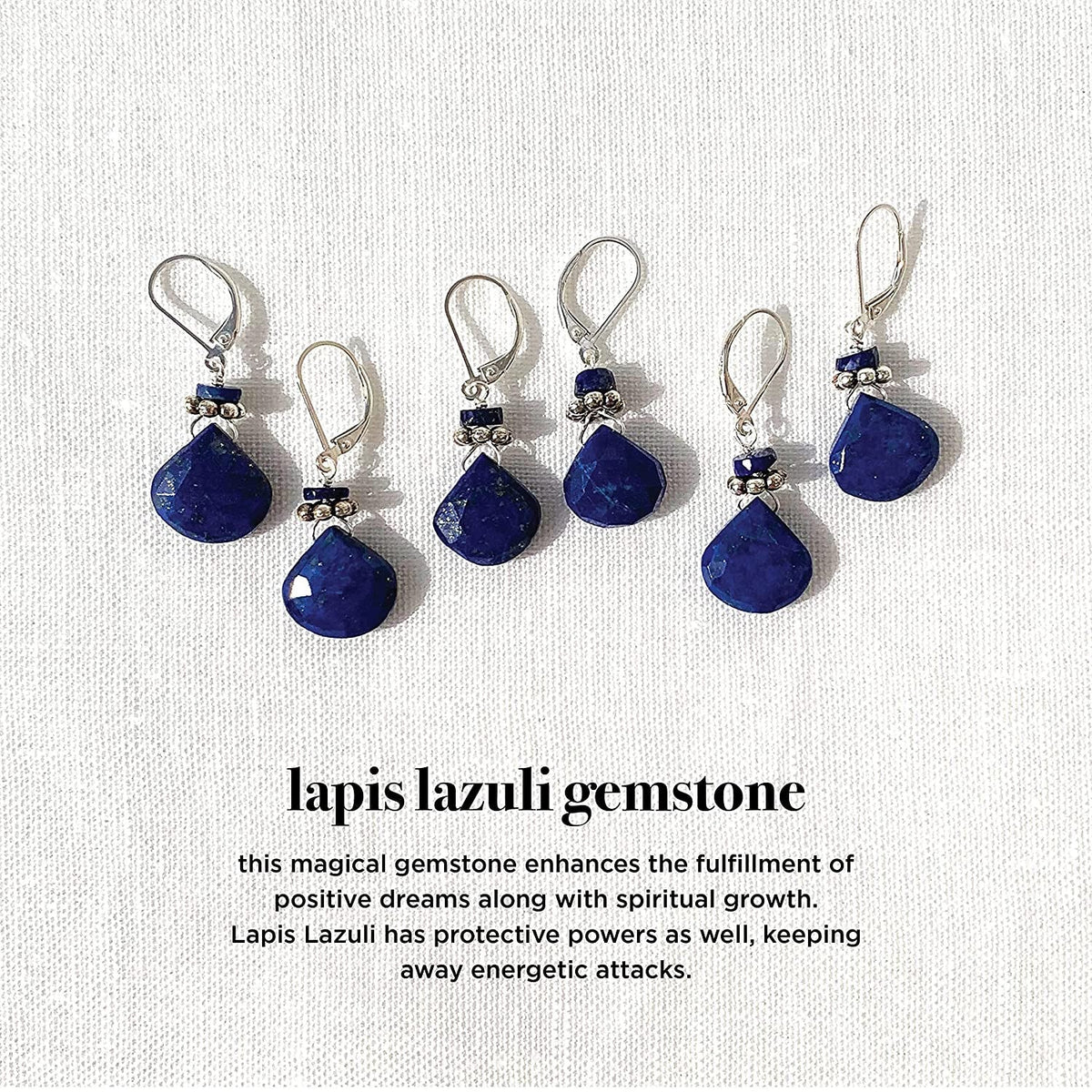 Blue Earrings Lapis Lazuli, Royal Blue Natural Stone, Faceted Dangle Minimalist,