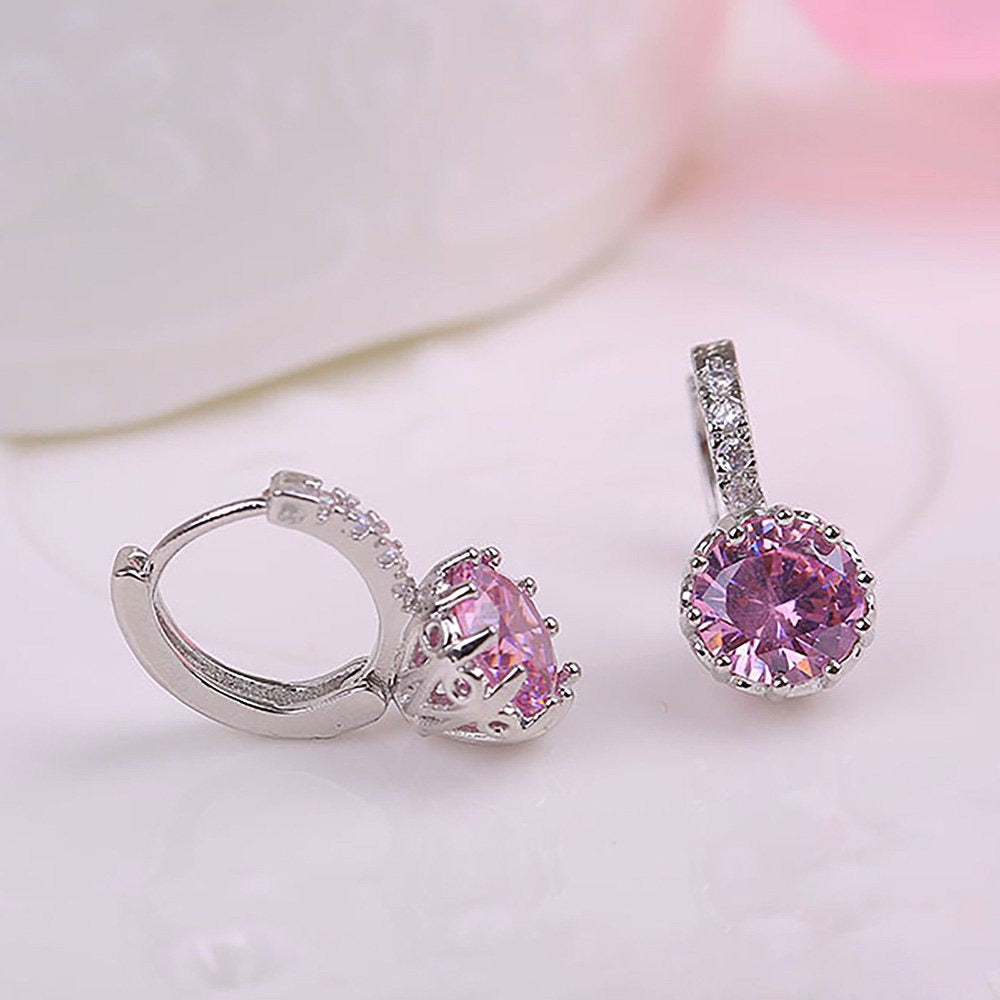 Artificial Diamond Earrings for Women Girls, Vintage Hoop Earrings Alloy Silver