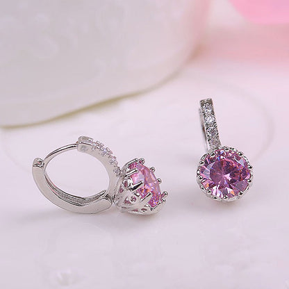 Artificial Diamond Earrings for Women Girls, Vintage Hoop Earrings Alloy Silver
