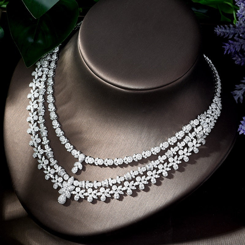 Nigeria 4Pcs Bridal Zirconia Jewelry Sets Luxury Dubai Nigeria CZ Crystal Weddin
