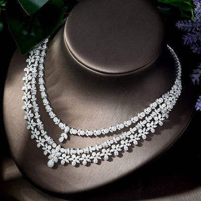 Nigeria 4Pcs Bridal Zirconia Jewelry Sets Luxury Dubai Nigeria CZ Crystal Weddin