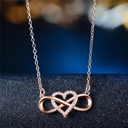 2021 New Fashion Creative Plated Love Necklace Lucky 8 Heart Pendant Necklace Pl