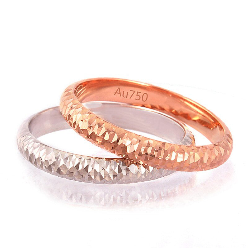 18K Pure Gold Ring Rose White Unisex Men Women Lover Wedding Engagement