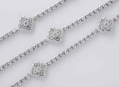 Long Diamond Tennis Necklace with Diamond Motifs