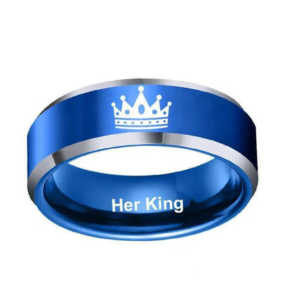 Buy 1 Get 1 Free！！！His Queen Her King Rhinestones Studded Crown Stainless Steel