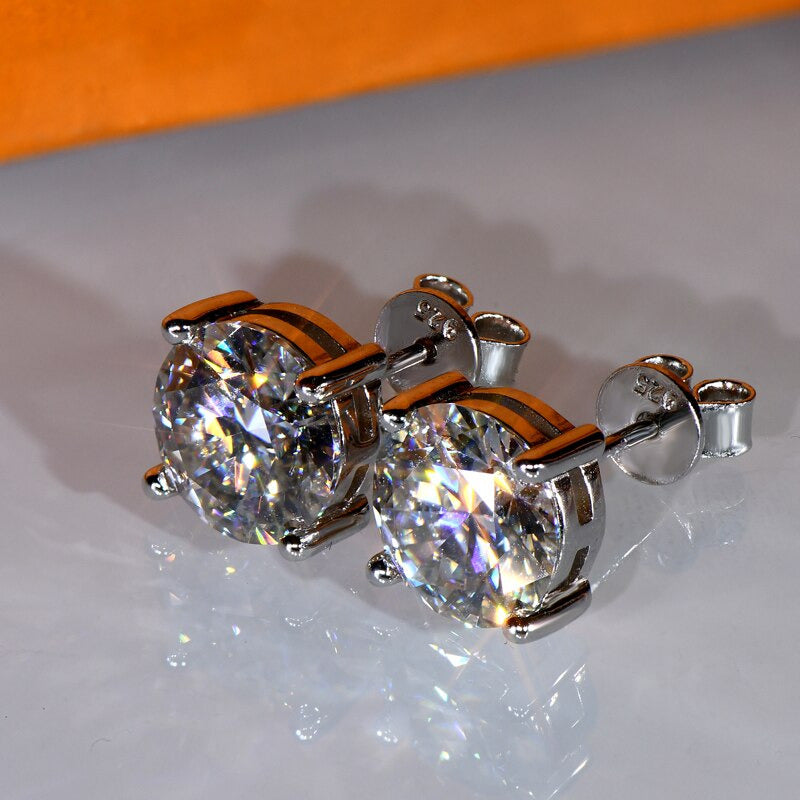 Luxury 11MM 5Ct Real Moissanite Diamond Stud Earrings for Women Classic 925