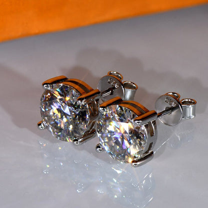Luxury 11MM 5Ct Real Moissanite Diamond Stud Earrings for Women Classic 925