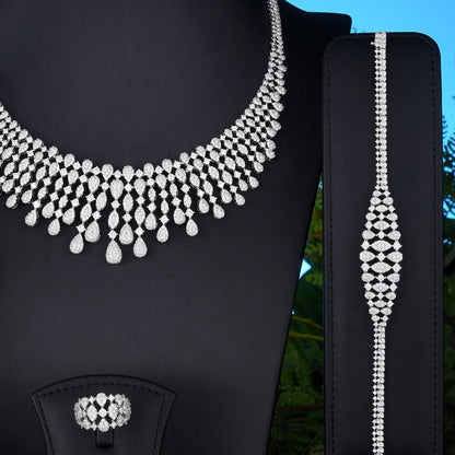 New Trendy 4PCS Full Micro CZ Luxury African Jewelry Set for Women Wedding