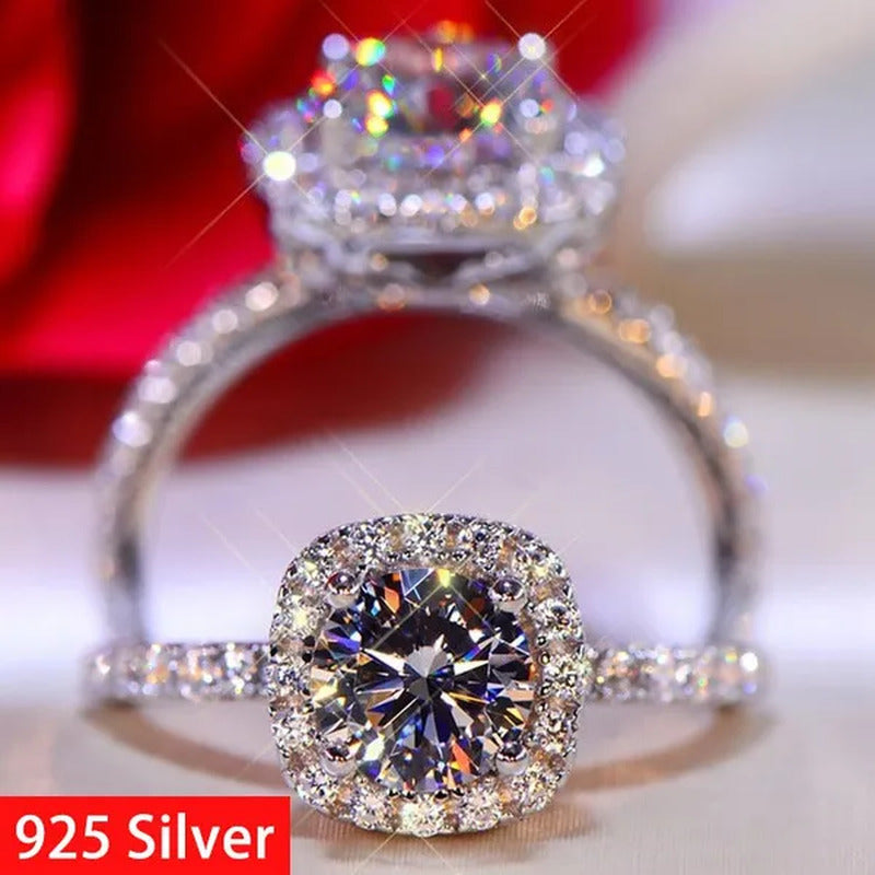 Simple and Elegant Ladies Exquisite Jewelry 925 Sterling Silver 1Ct round Cut Di