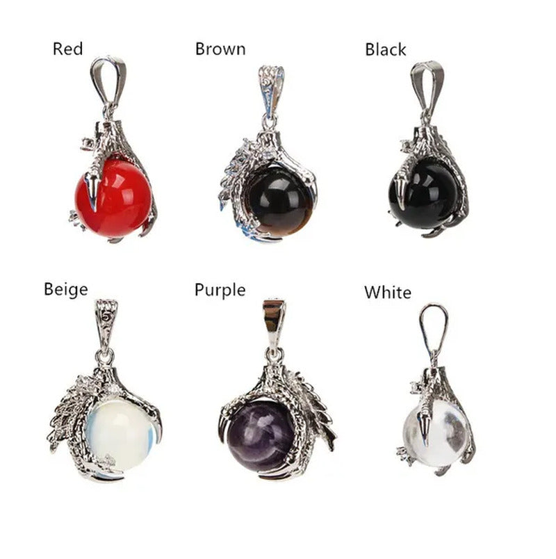 Natural Stone Dragon Claw Pendants for Necklace Pink Quartz Tiger Eye Lapis Lazu