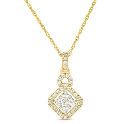 0.23 CT. T.W. Marquise and round Kite-Shape Dangle Pendant in 14K Gold