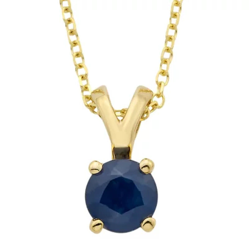 4.5Mm round Sapphire Pendant in 14K Gold