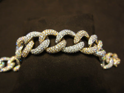 DIAMOND S STYLE LOOSE LINK STYLE ROSE WHITE GOLD DIAMOND BRACELET CUFF DANGLE