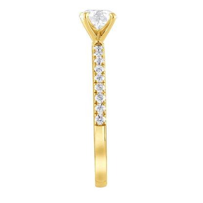 Unique Moments 1 Ct Lab Grown Diamond round Engagement Ring in 14K Yellow Gold (