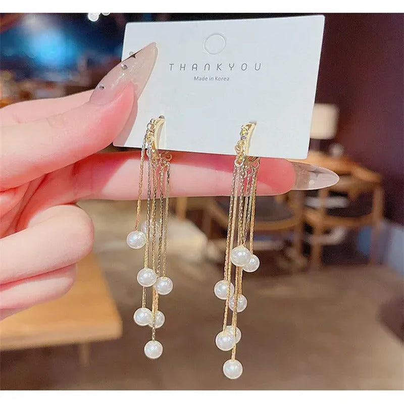 New Trend Elegant Tassel Long Earrings for Women Fashion Dangle Earring Jewelry