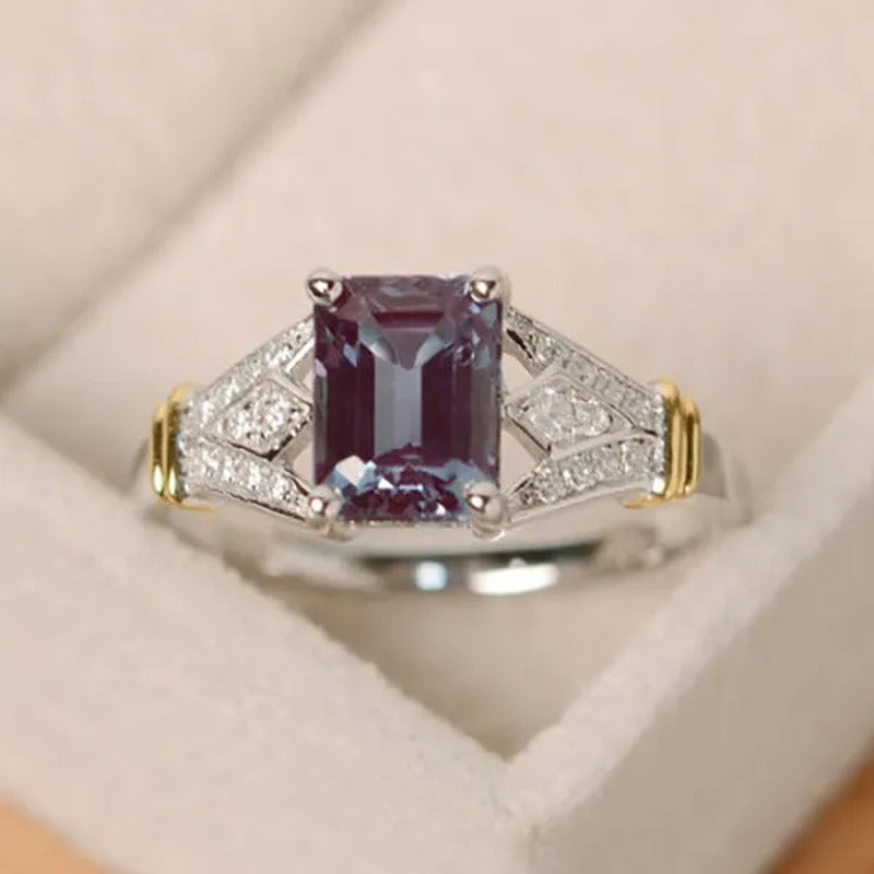 Dazzling Natural Alexandrite Diamond & Aquamarine Two Tone 925 Sterling Silver E