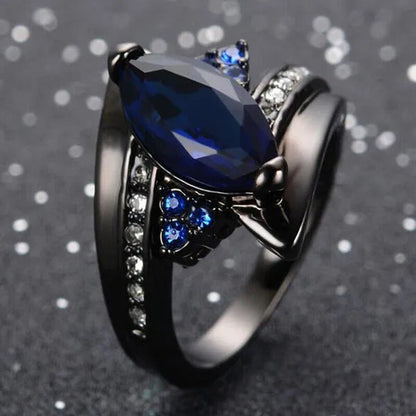 Women'S Rings Size 6-10 Black Sapphire 14K Black Gold Plated Wedding Ring (Choic
