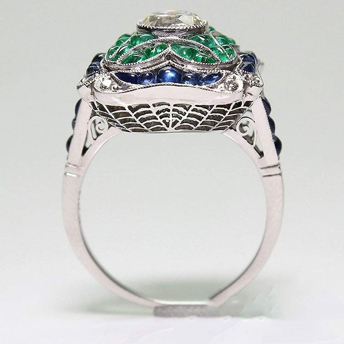 Women Fashion Ring Jewelry Wedding Rings Cute Girls Rings Women Faux Sapphire Em