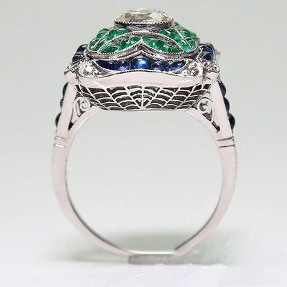 Women Fashion Ring Jewelry Wedding Rings Cute Girls Rings Women Faux Sapphire Em