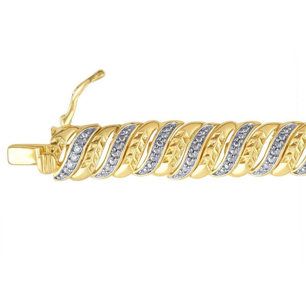 Arista Diamond Accent Fashion Bracelet 14K Gold over Brass, 7.5"