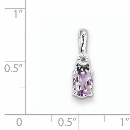 Sterling Silver Diamond & Pink Amethyst Pendant Gem Wt- 0.71Ct