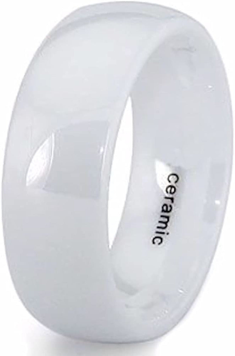 Ceramic Wedding Band Classic High Polished Ring Varying Colors and Widths to Cho