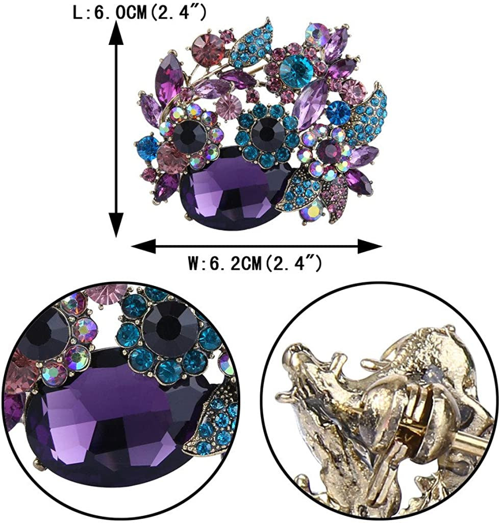 Rhinestone Crystal Party Flower Leaf Vine Brooch