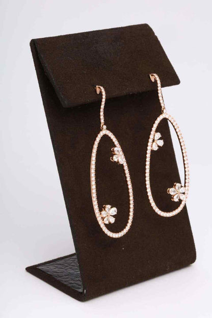 Diamond Dangle Earring with Flowers Rose Gold