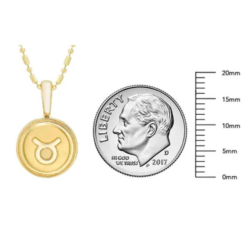 14K Yellow Gold Zodiac Symbol Pendant, 16-18"